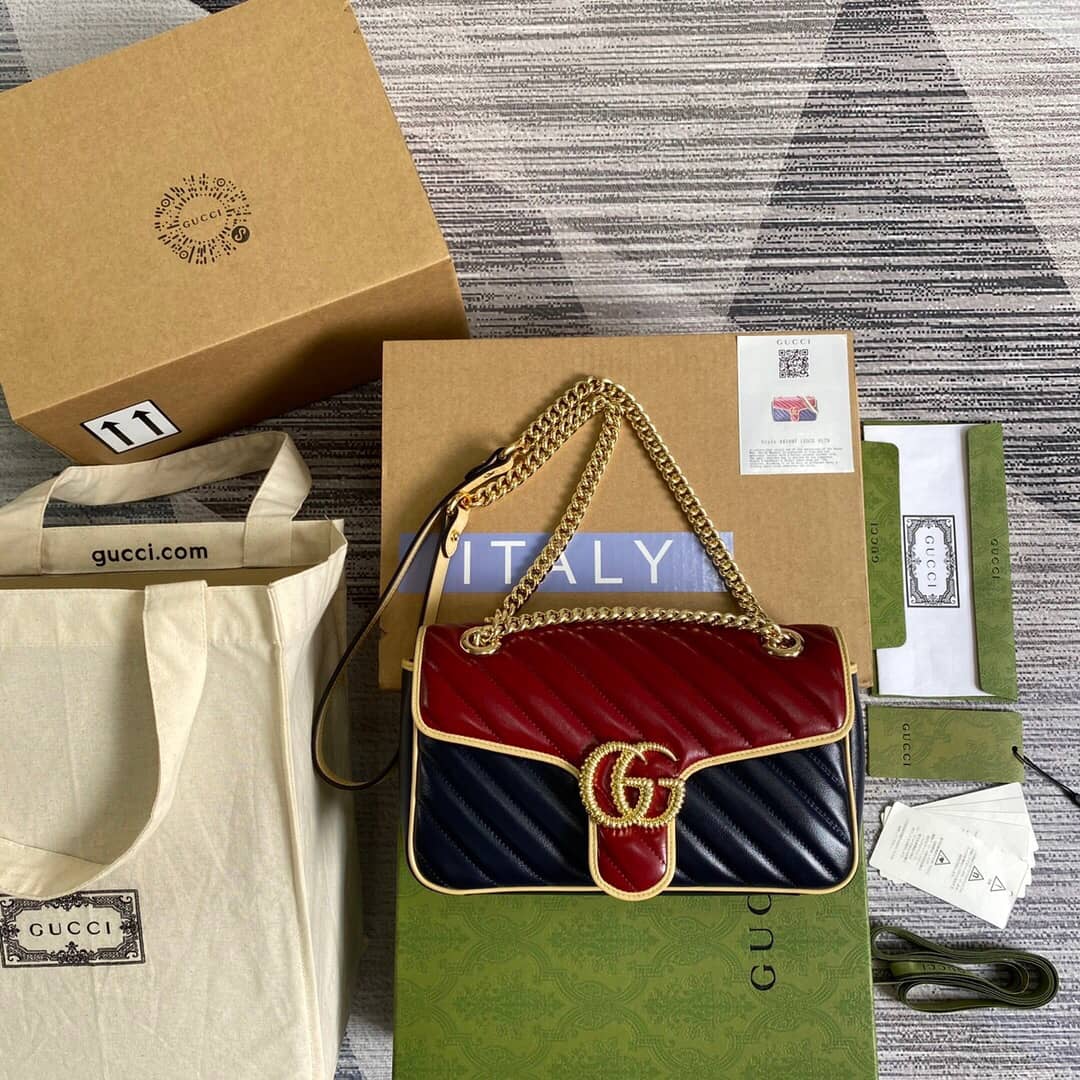 Gucci GG Marmont Matelasse Shoulder Bag Replica Red Blue 443497