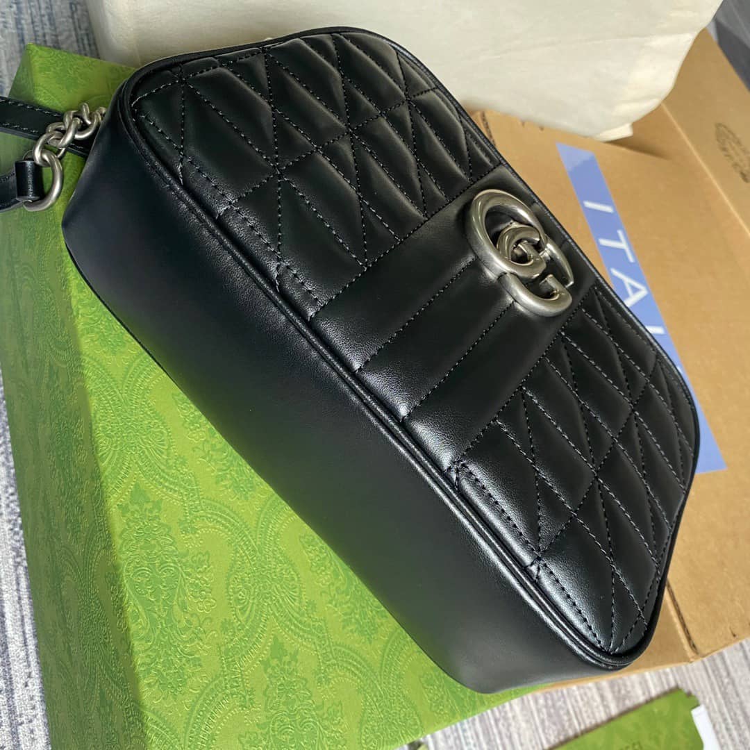 Gucci GG Marmont Small Shoulder Handbag Camera Bag Replica Black 447632