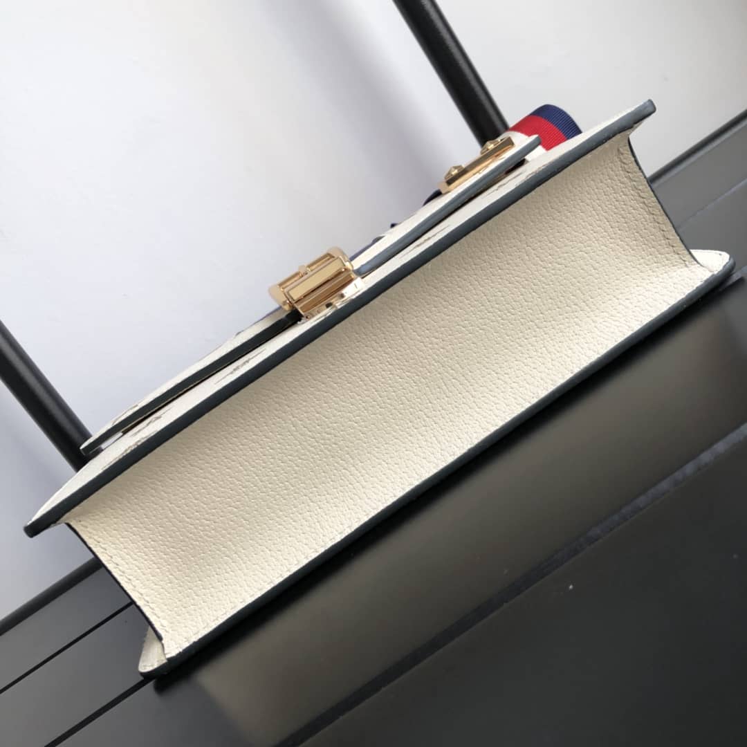 Gucci Sylvie Small Leather Shoulder Bag Replica White 524405