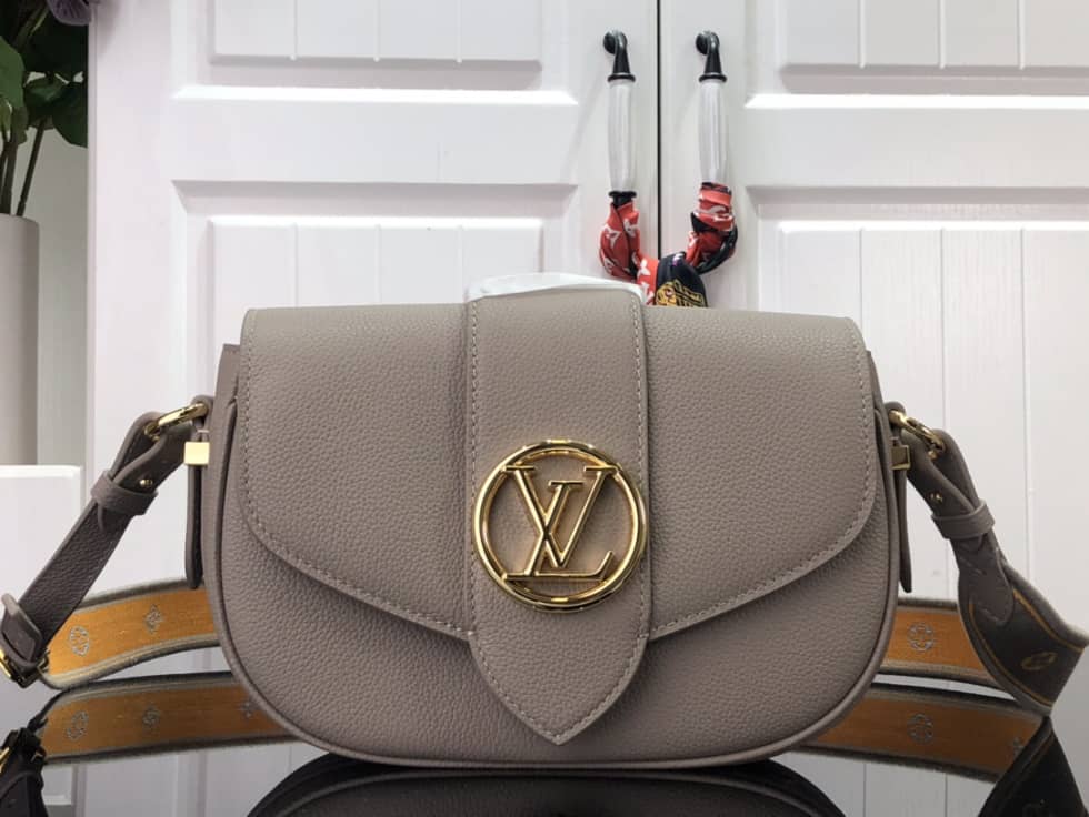 Louis Vuitton Pont 9 Soft MM Grained Calfskin Gery M58967 Replica Crossbody Bag