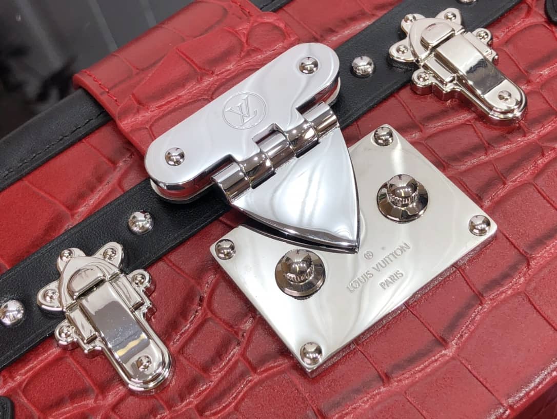 Louis Vuitton Petite Malle Brilliant Alligator Leather Replica Handbag Red N93817