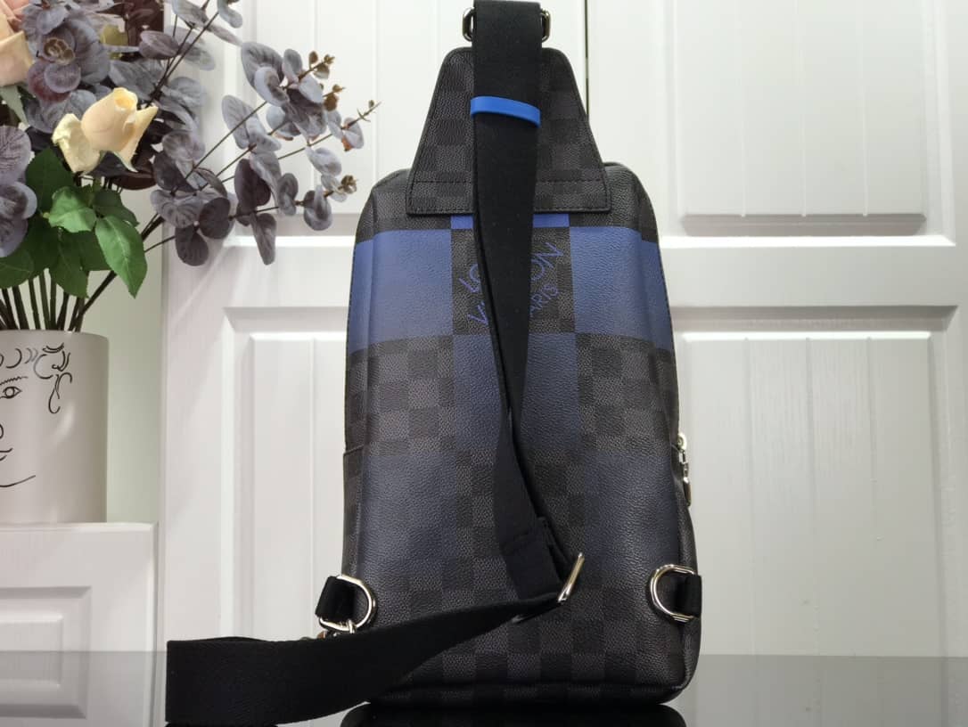 Louis Vuitton Damier Graphite Mens Avenue Replica Sling Bag Black Blue N40403