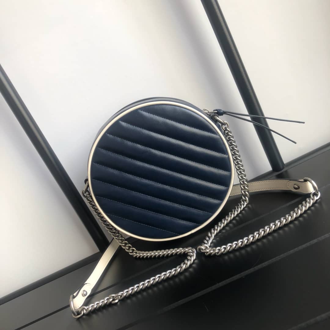 Gucci GG Marmont Round Mini Shoulder Bag Replica Blue 550154