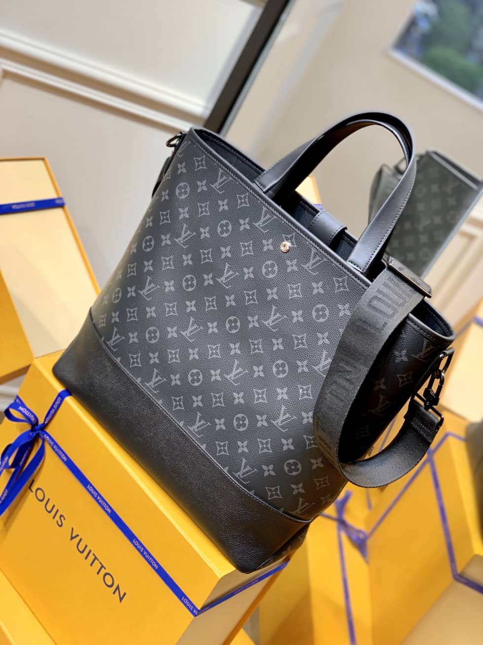 LV Tote Dupe Monogram Eclipse Saumur M45914 Replica Tote