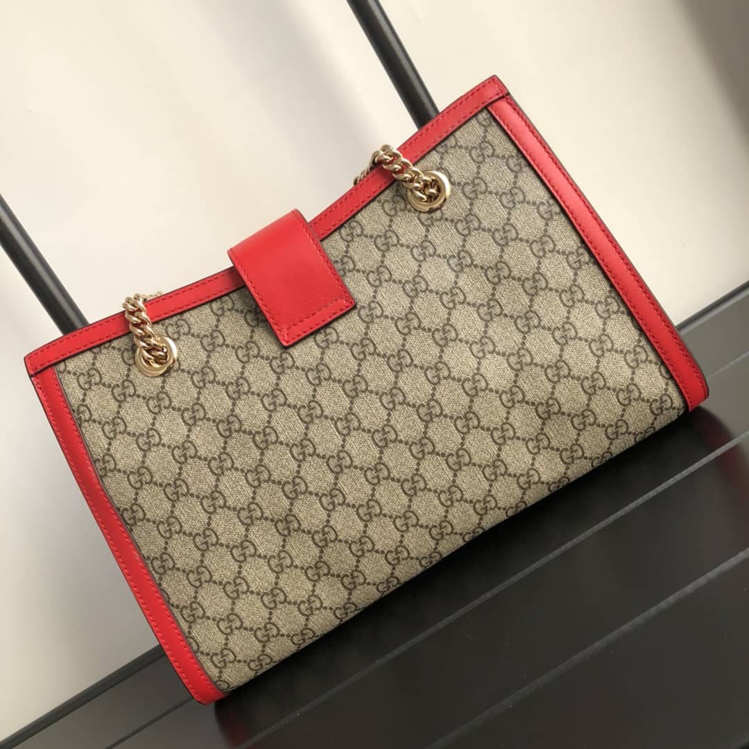 Gucci Padlock Medium GG Supreme Shoulder Bag Replica Brown Red 479197