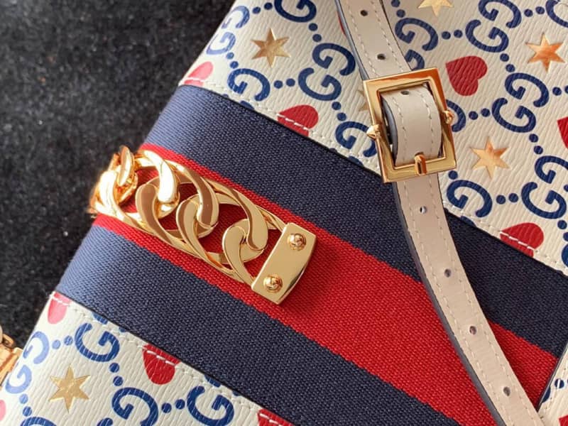 Gucci Bag Dupes Small Leather Shoulder Bag Replica White Blue 524405