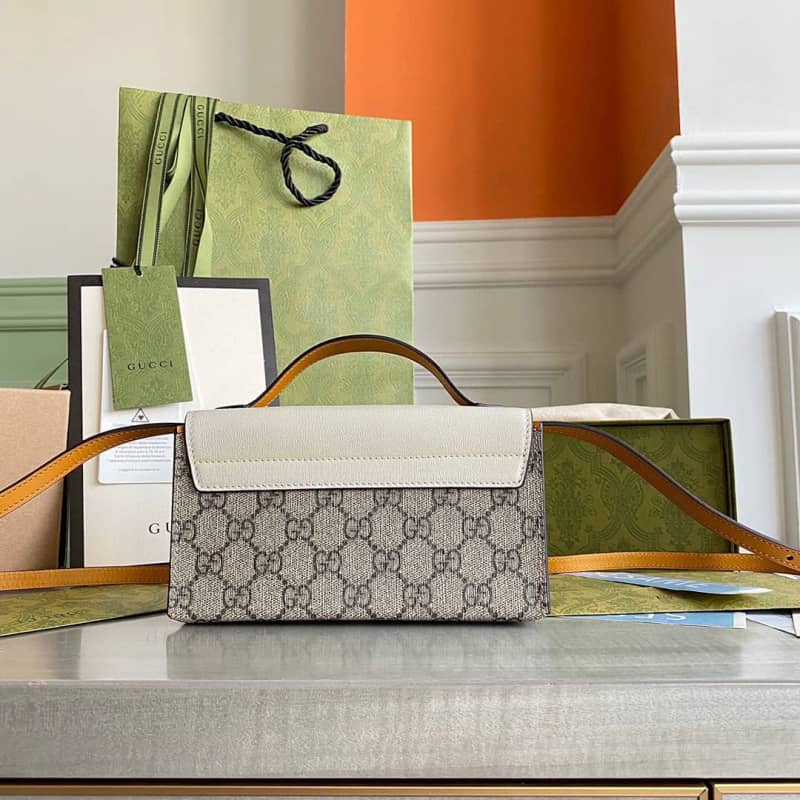 Gucci GG Supreme Canvas Padlock Mini Shoulder Bag Replica Gray White 652683
