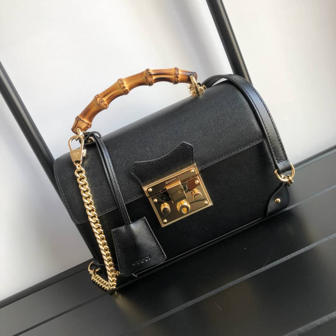 Gucci Padlock GG Small Bamboo Shoulder Bag Replica Black 603221