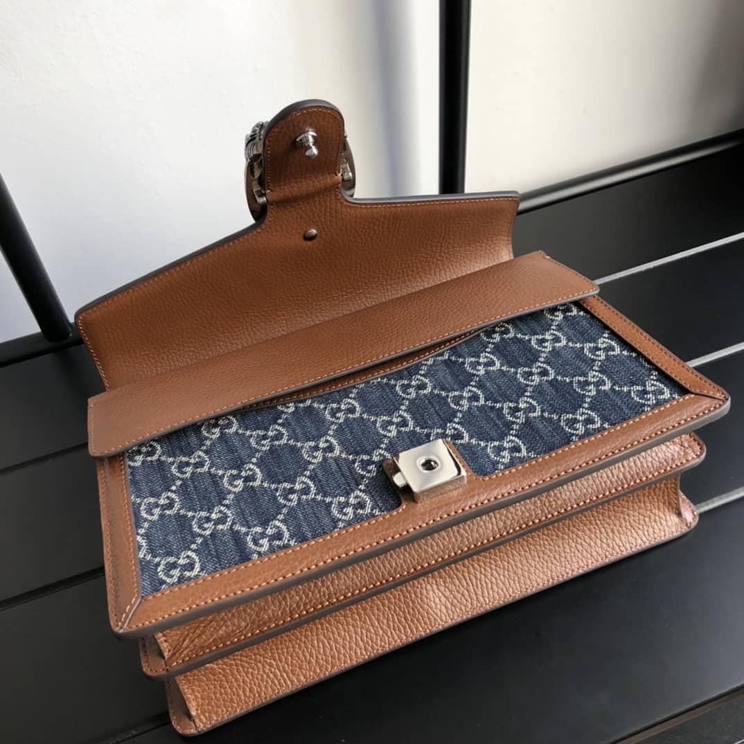 Gucci Dionysus Dupe GG Supreme Dionysus Chain Shoulder Bag Replica Blue 400249