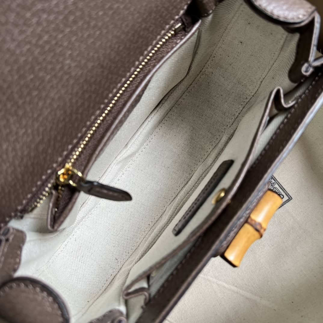 Gucci Small Jumbo GG Shoulder Bag With Bamboo Dark Coffee 675797 Replica