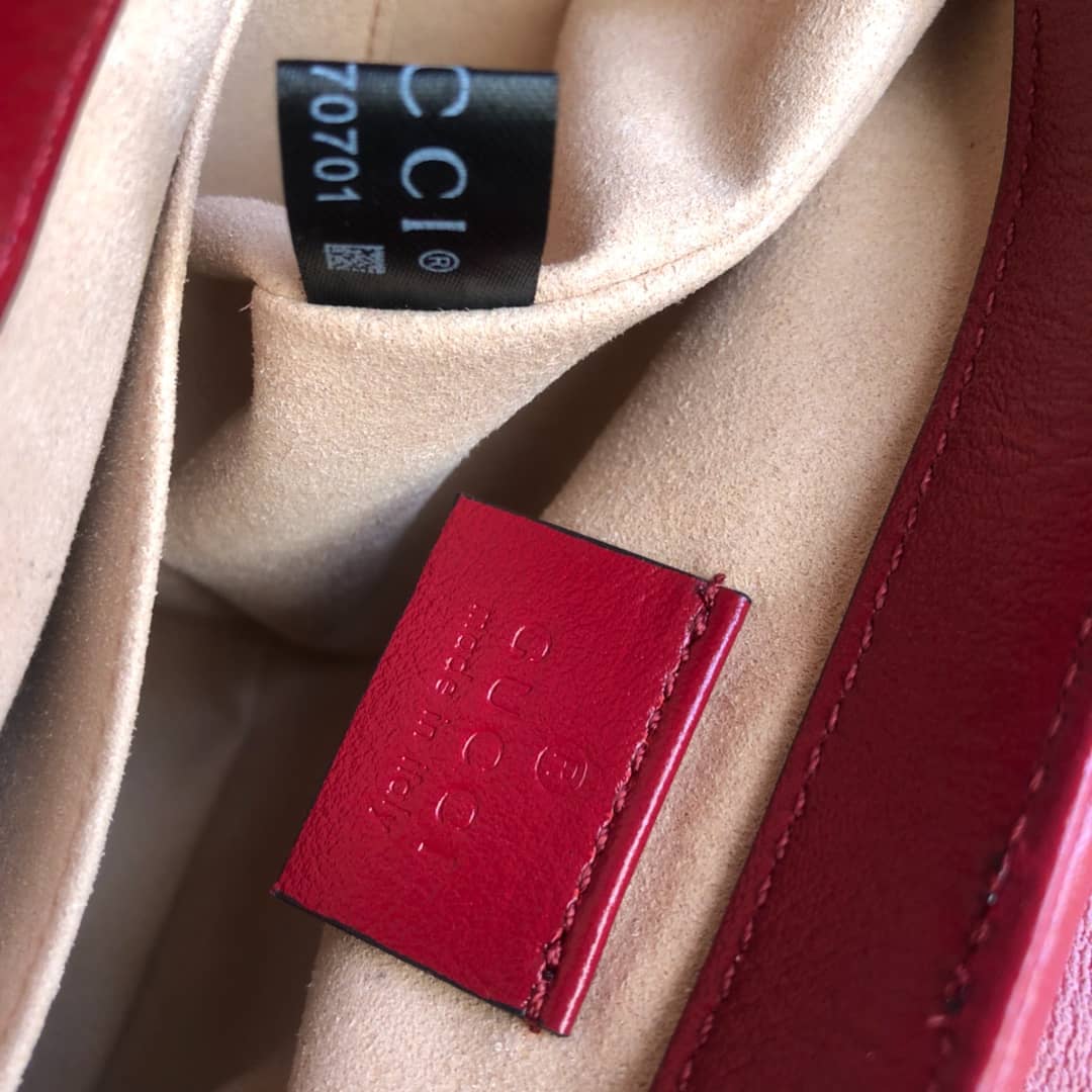 Gucci GG Marmont Mini Top Handle Bag Replica Red 583571