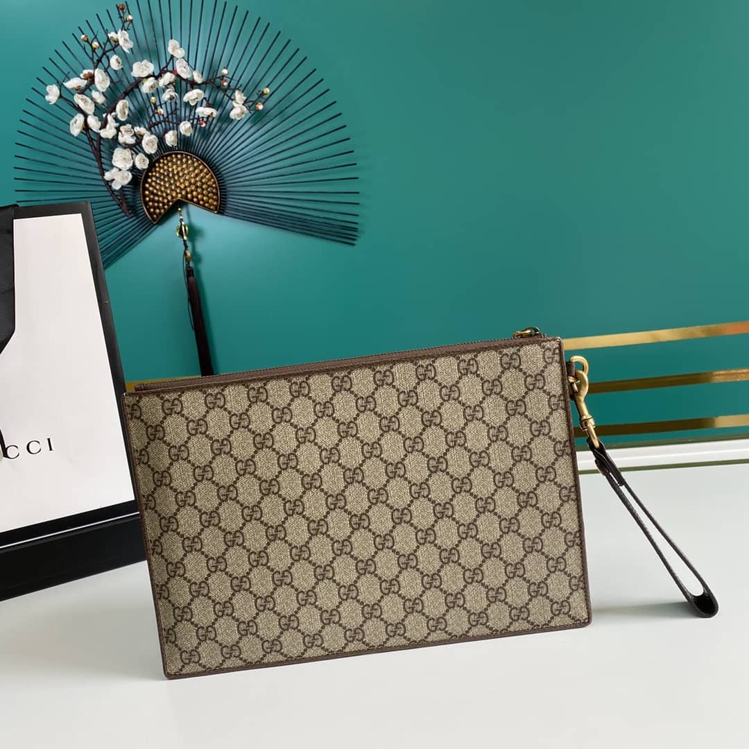 Gucci GG Supreme Monogram Courrier Zip Pouch Replica 473915