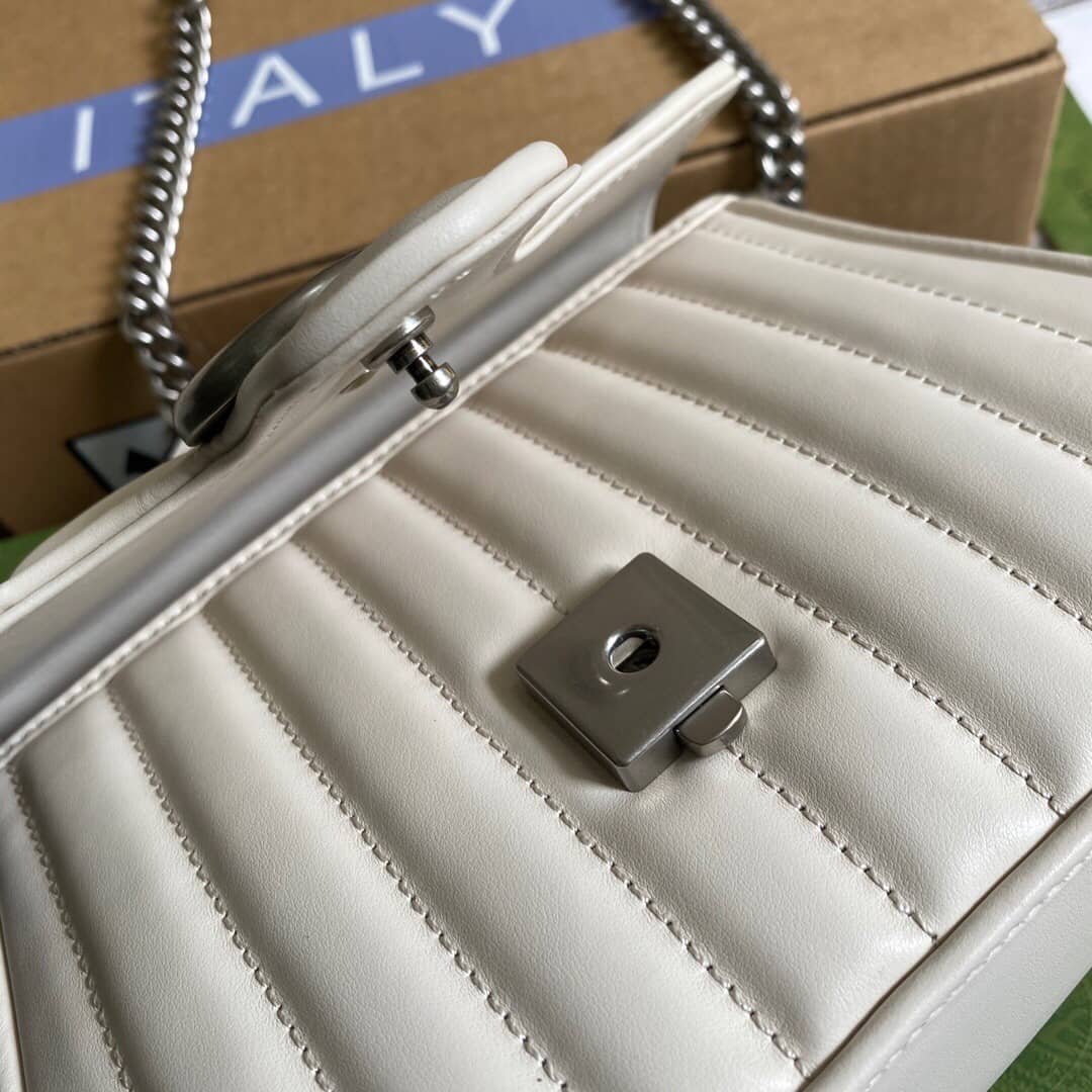 Gucci GG Marmont Mini Top Handle Bag Replica White 583571