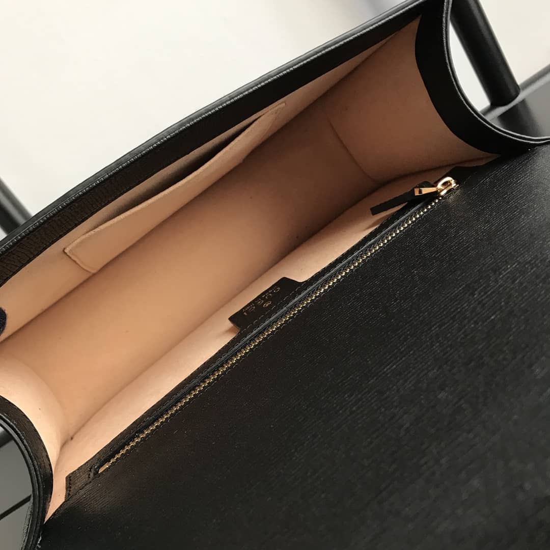 Gucci Sylvie Small Leather Shoulder Bag Replica Black 524405