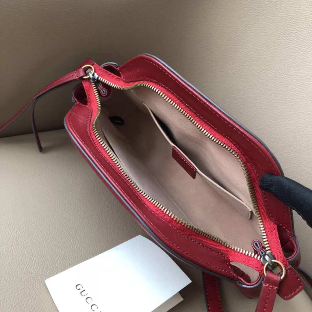 Gucci Belle Marmont Feline Small Crossbody Bag Replica Red 524620