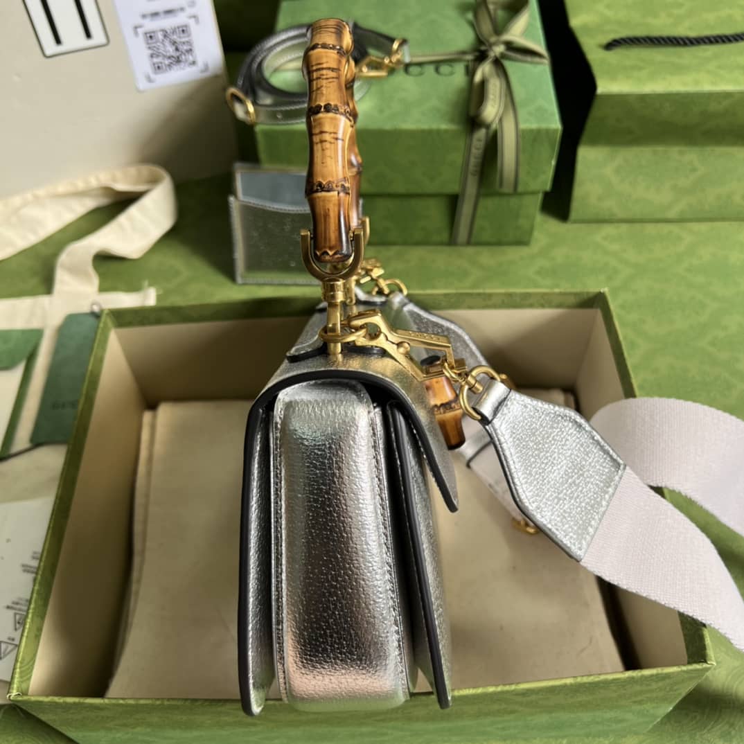 Gucci Bamboo 1947 Small Top Handle Bag 675797 Sliver Replica