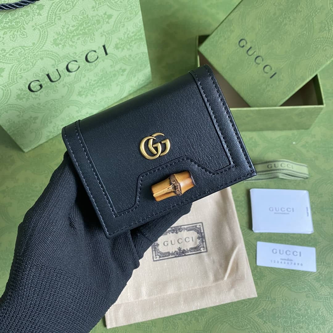 Gucci Diana Leather Card Case Wallet Replica 658244