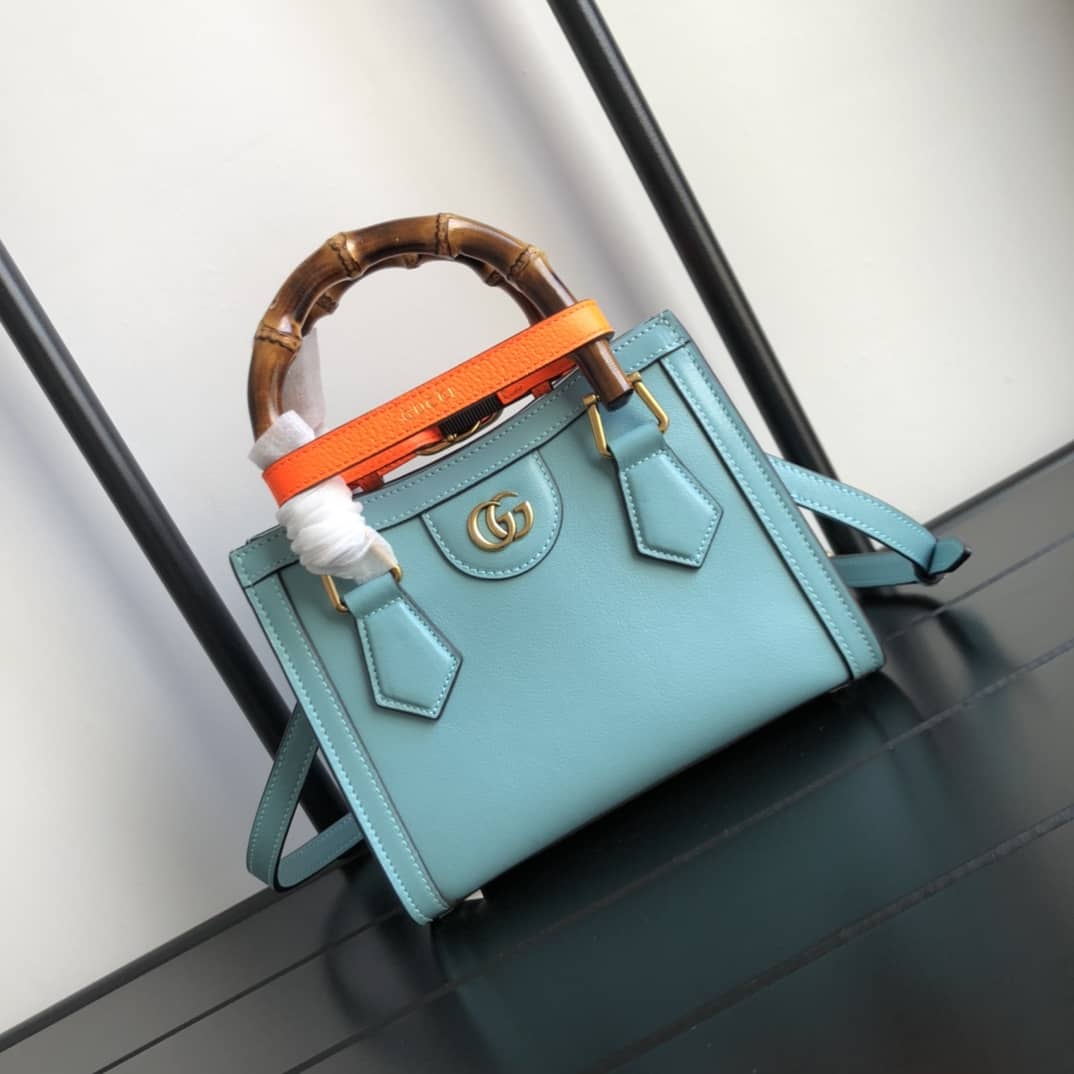 Gucci Diana Mini Bamboo Tote Bag Replica Blue 655661