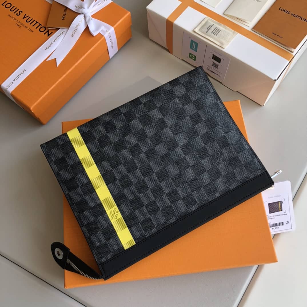 Louis Vuitton Stripe Replica Pochette Voyage MM Damier Graphite Yellow N60107