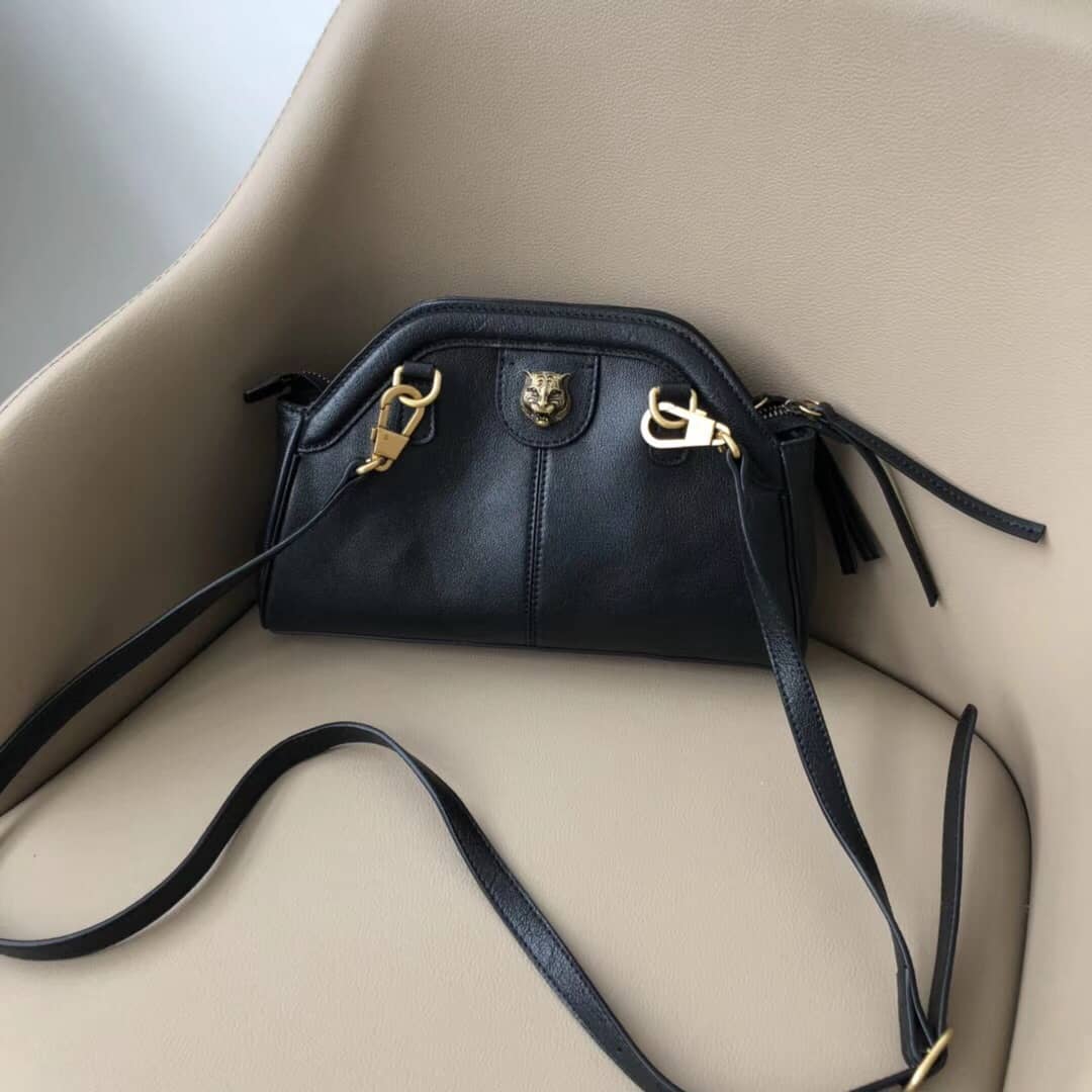 Gucci Belle Marmont Feline Small Crossbody Bag Replica Black 524620