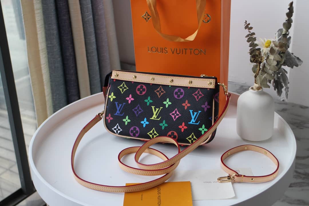Louis Vuitton Pochette Dupe Monogram Multi  Accessoires Replica Pouch Black M92649