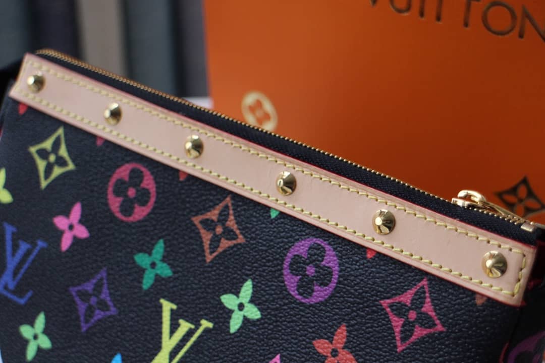 Louis Vuitton Pochette Dupe Monogram Multi  Accessoires Replica Pouch Black M92649