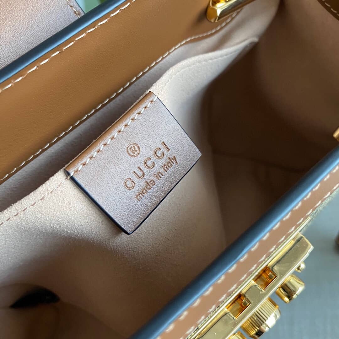 Gucci Padlock Small GG Supreme Canvas Shoulder Bag Replica Brown 498156