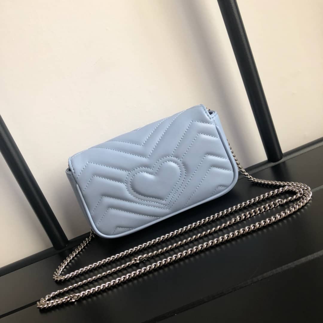 Gucci GG Marmont Matelasse Leather Mini Shoulder Bag Replica Blue 476433