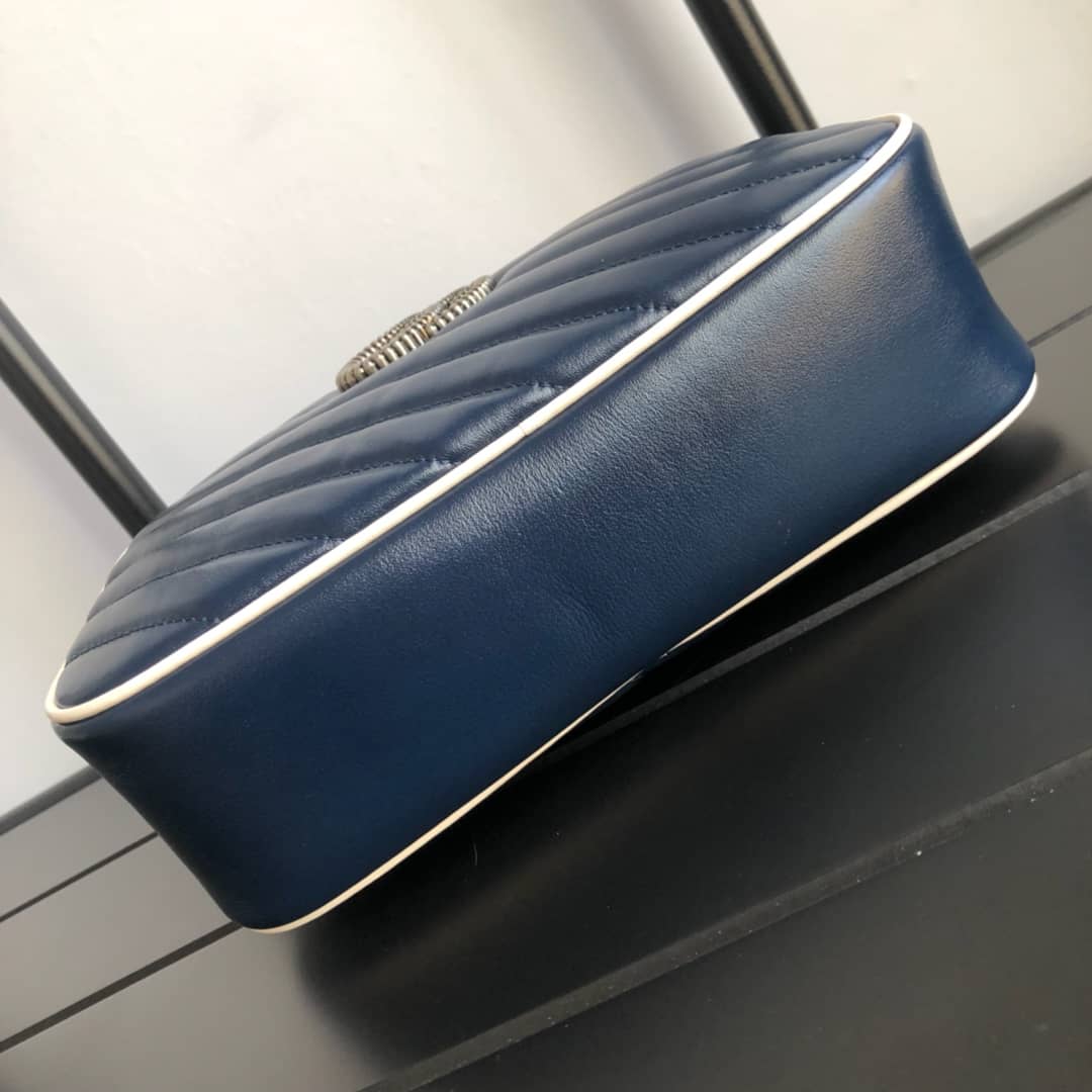 Gucci GG Marmont Small Shoulder Handbag Camera Bag Replica Blue 447632