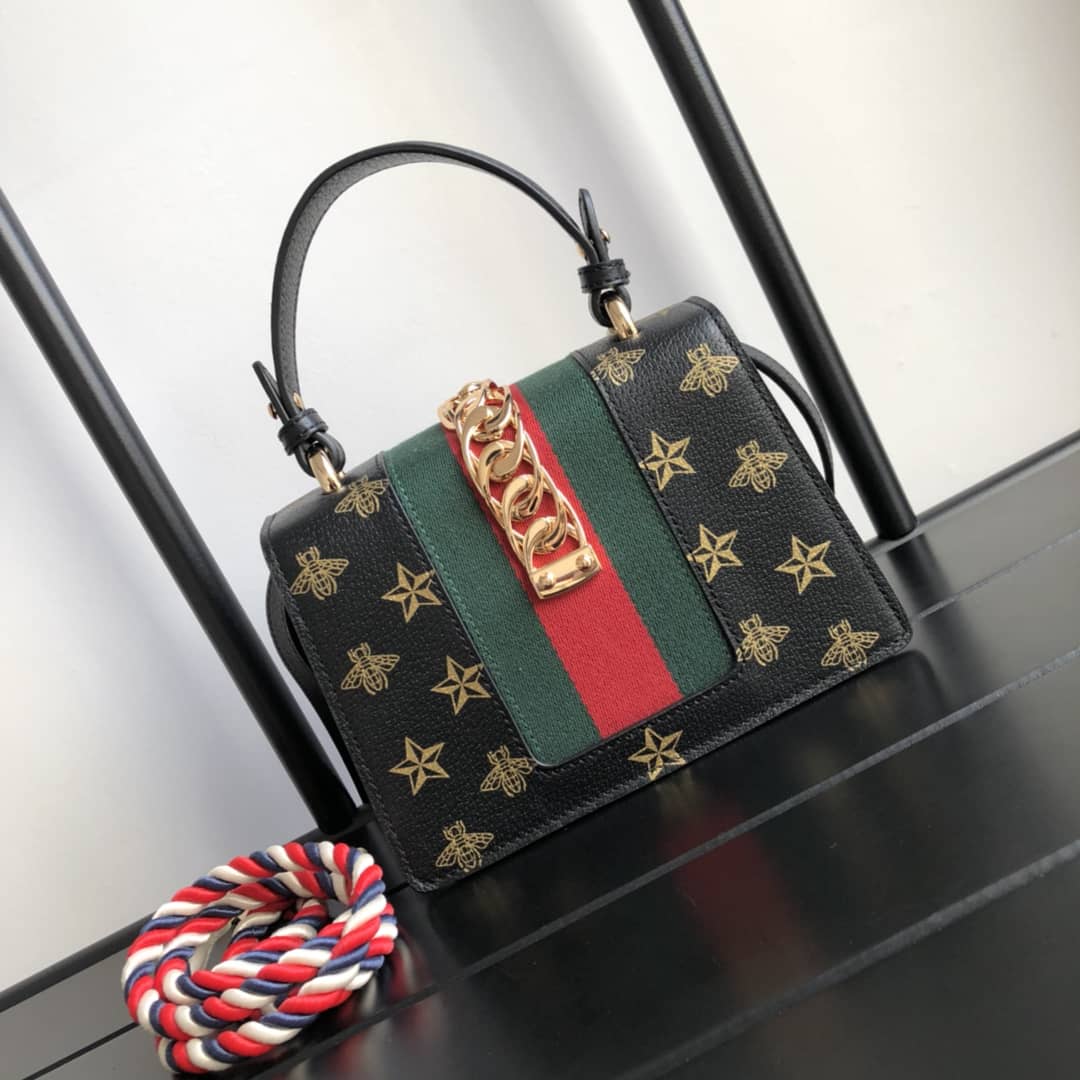 Gucci GG Sylvie Mini Shoulder Bag Replica Black 470270