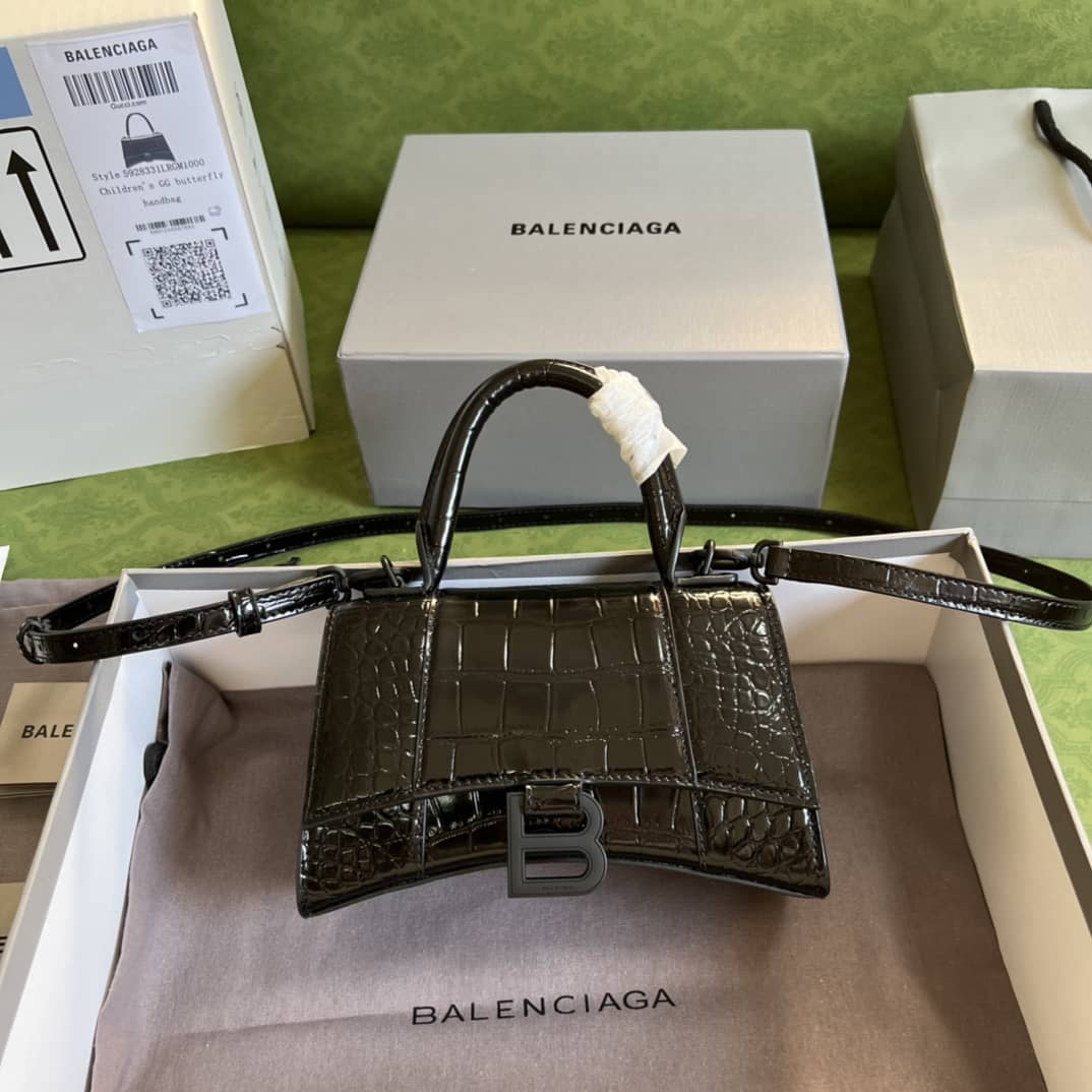 Balenciaga Hourglass Leather Top Handle Replica Bag
