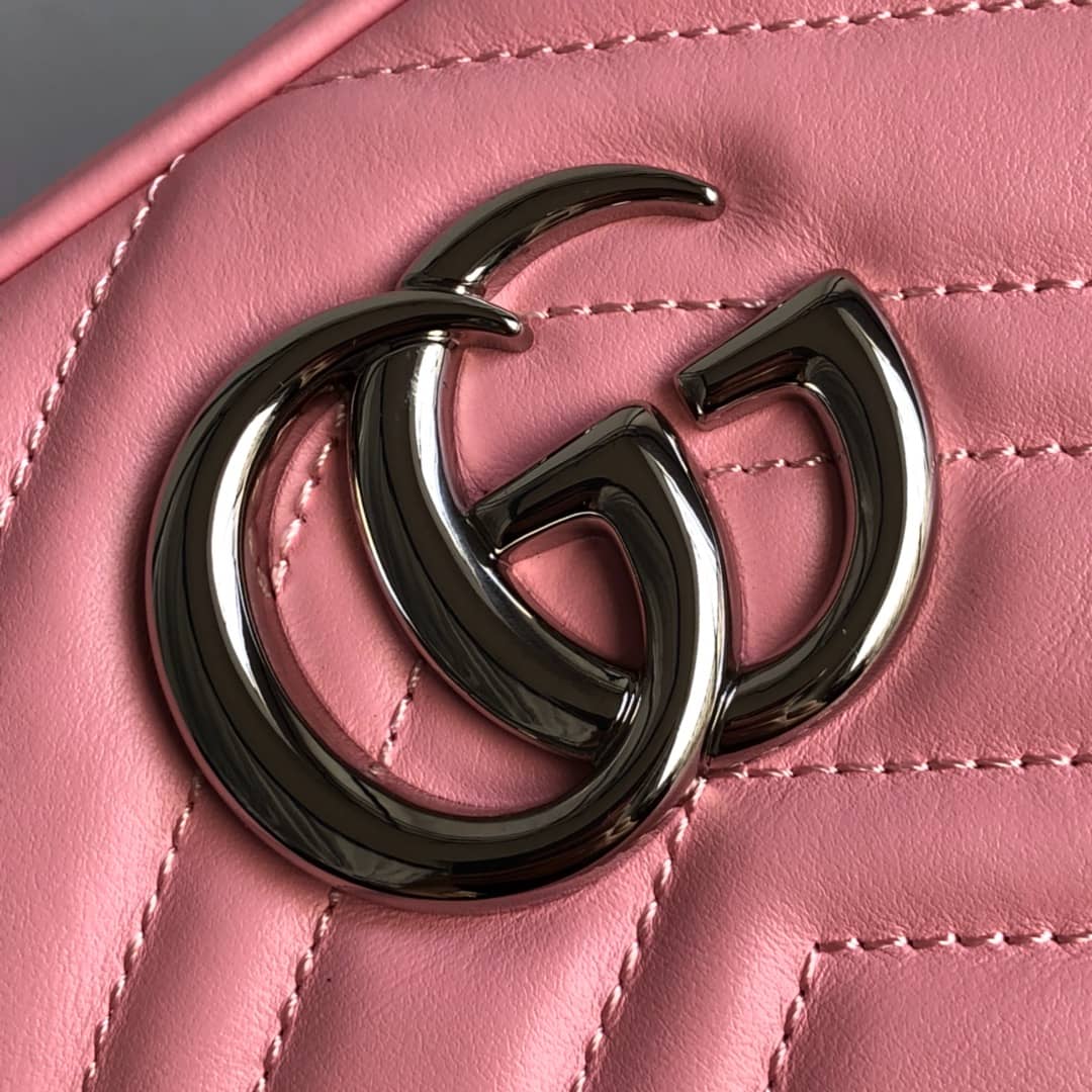 Gucci Handbag Dupes GG Marmont Small Shoulder Handbag Camera Bag Replica Pink 447632