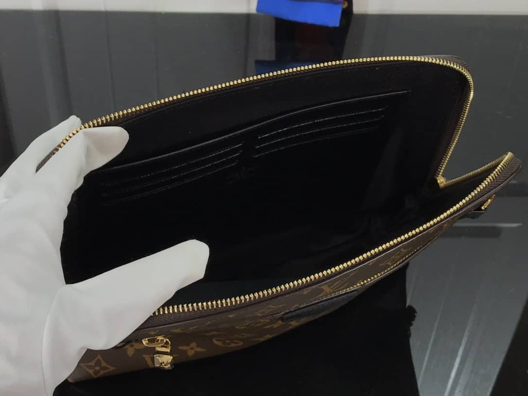 Louis Vuitton Monogram Eclipse Canvas Replica Pouch Brown M60417