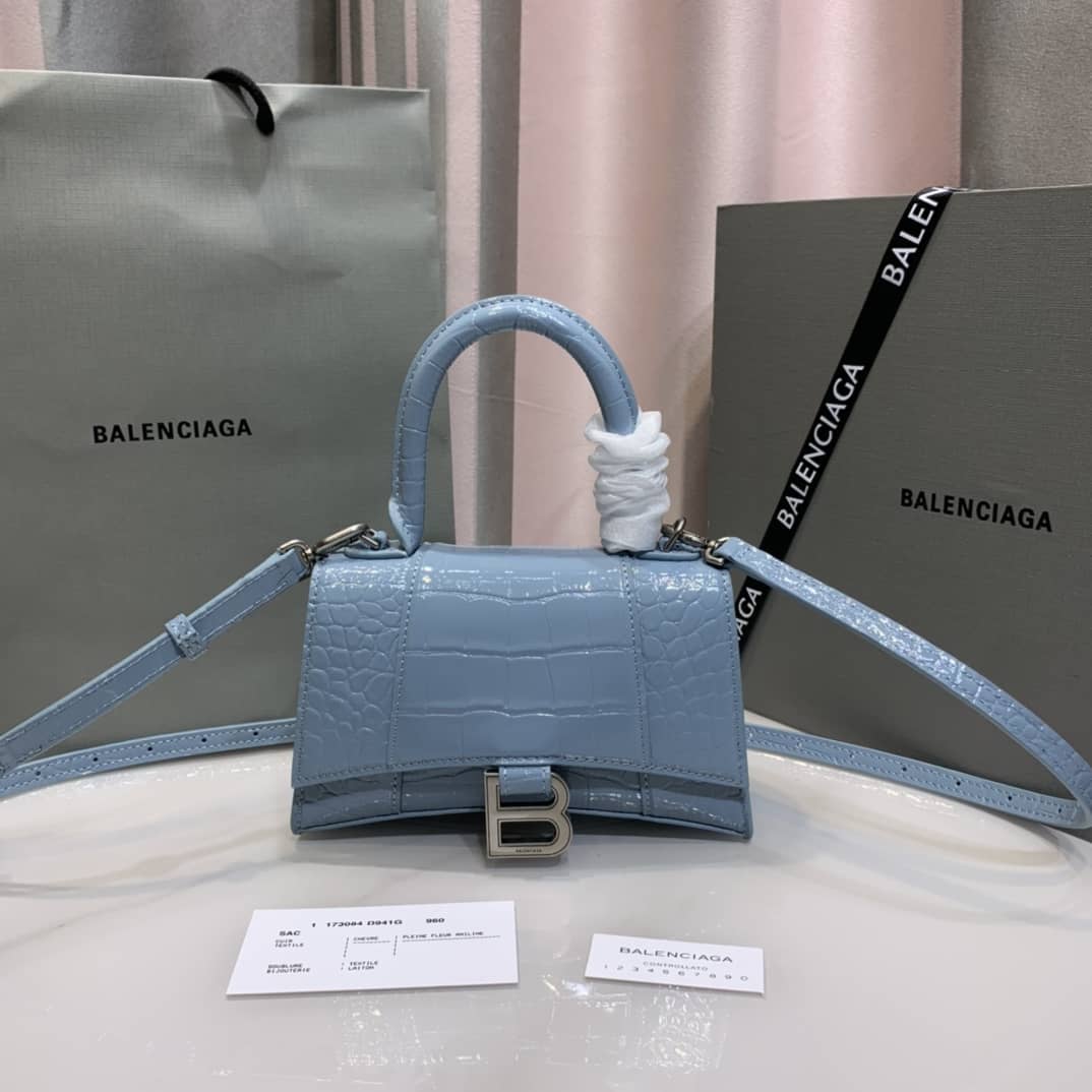 Balenciaga Hourglass Leather Top Handle Replica Bag