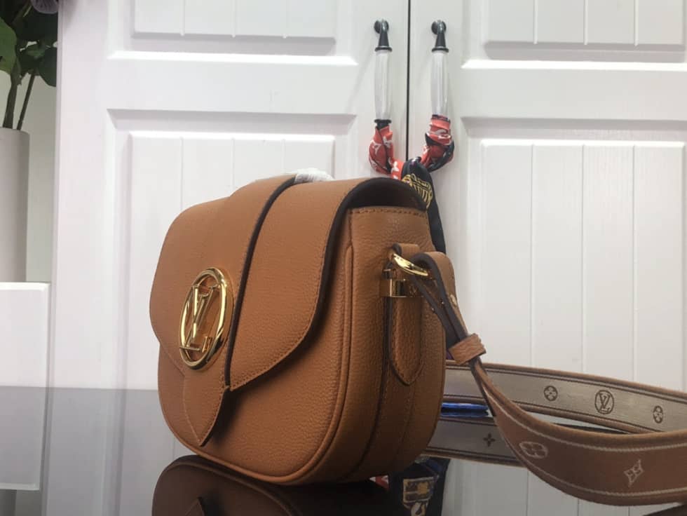 Louis Vuitton Pont 9 Soft MM Grained Calfskin Brown M58967 Replica Crossbody Bag