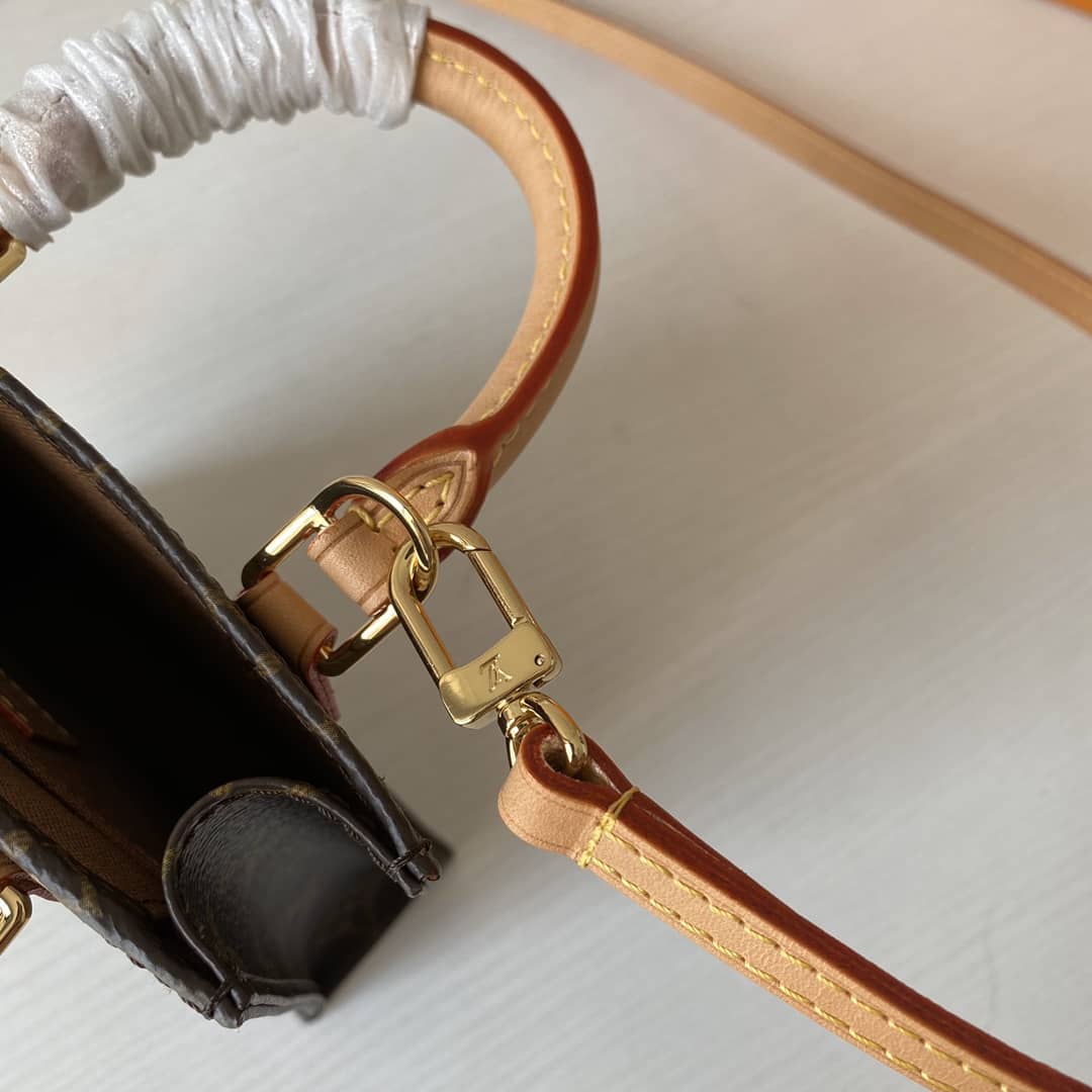 Louis Vuitton Monogram Petit Sac Plat 2Way Replica Shoulder Bag Brown M69442