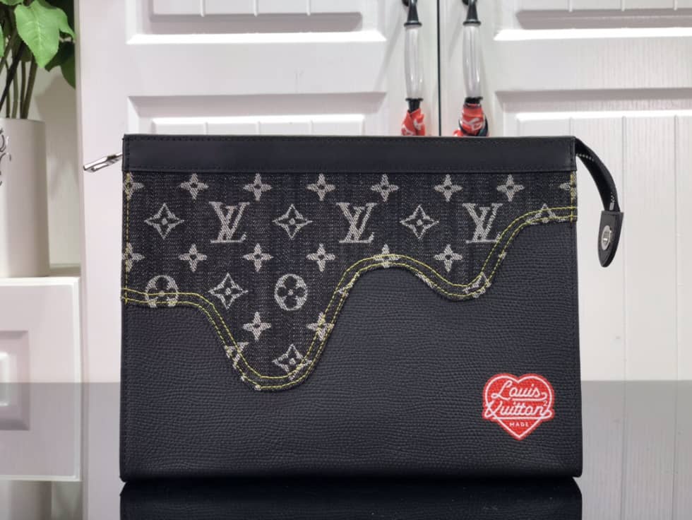 Louis Vuitton Pochette Dupe x Nigo Voyage MM Monogram Black M45961