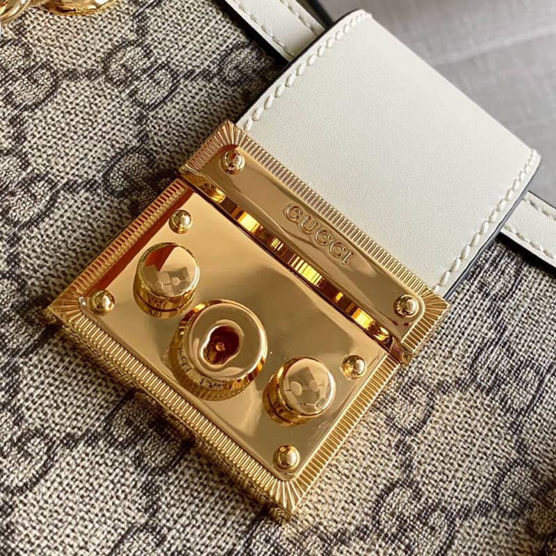 Gucci Padlock Small GG Supreme Canvas Shoulder Bag Replica White 498156