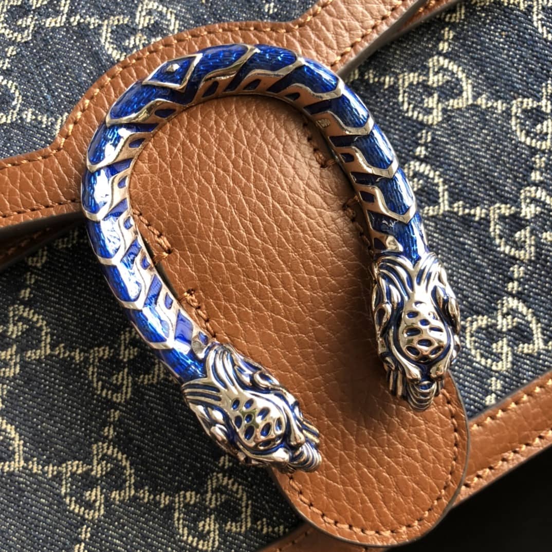 Gucci Dionysus Dupe GG Supreme Dionysus Chain Shoulder Bag Replica Blue 400249