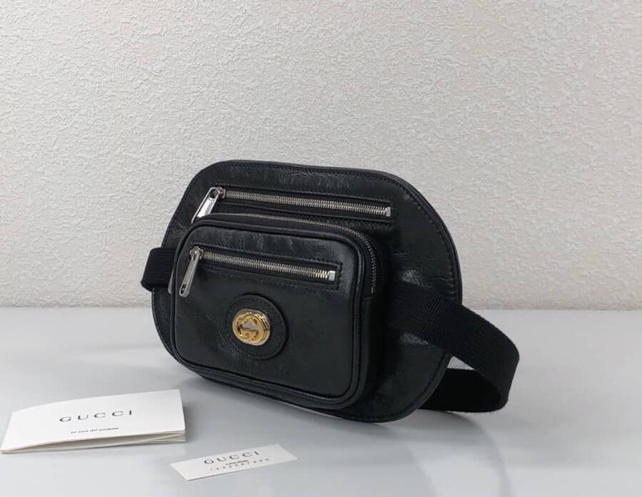 Gucci Soft Leather Belt Bag Replica Black 575857