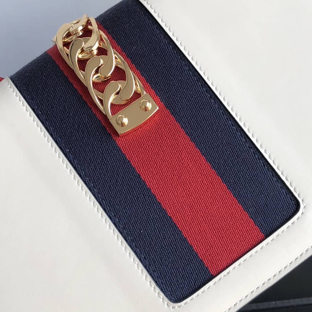 Gucci Sylvie Small Leather Shoulder Bag Replica White 421882