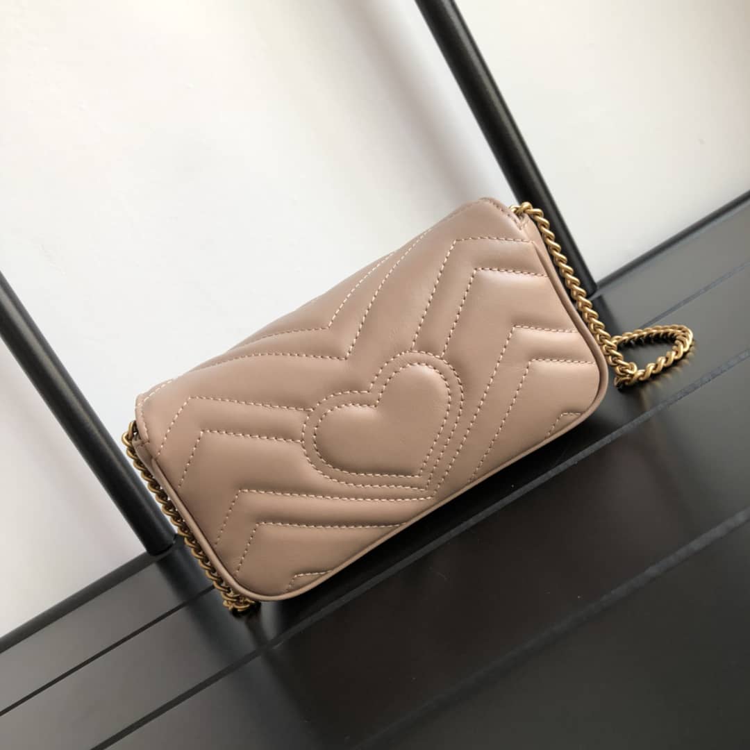 Gucci GG Marmont Matelasse Leather Mini Shoulder Bag Replica Apricot 476433