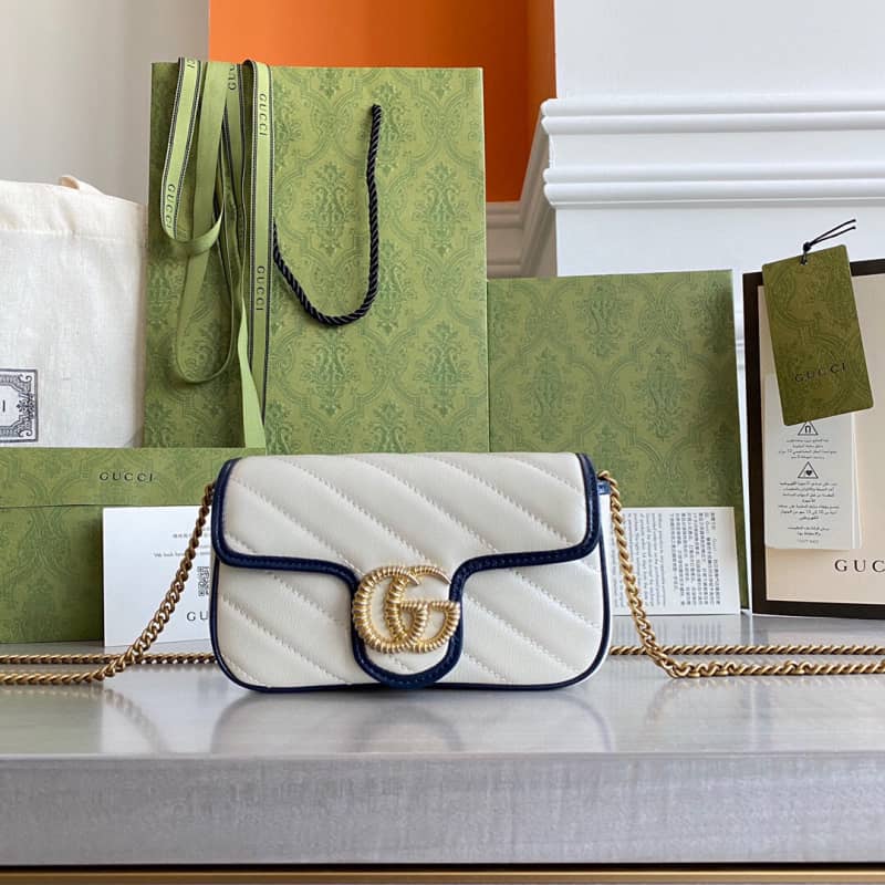 Gucci GG Marmont Mini Matelasse Leather Shoulder Bag Replica White 574969