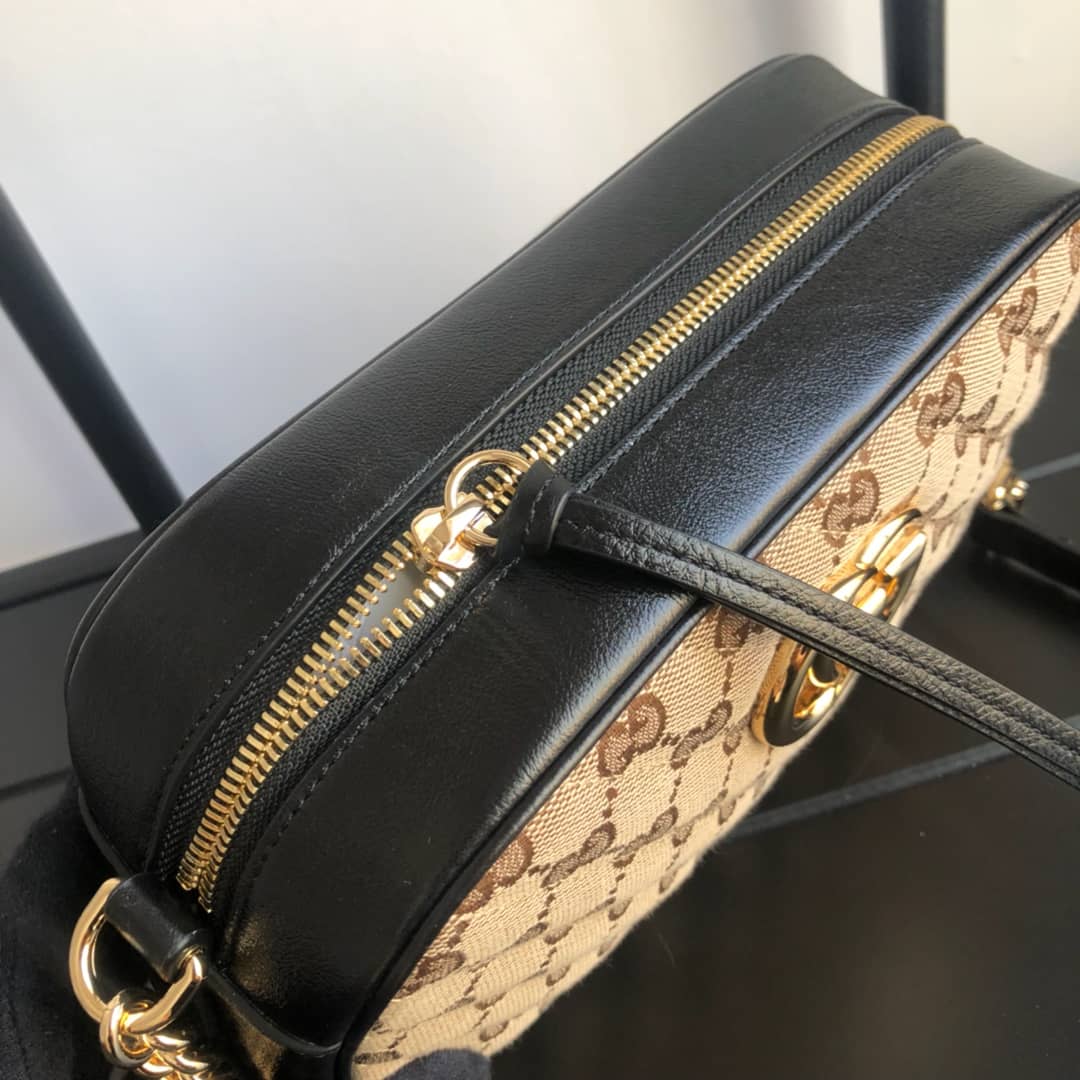 Gucci Handbag Dupes GG Marmont Small Shoulder Handbag Camera Bag Replica Brown 447632