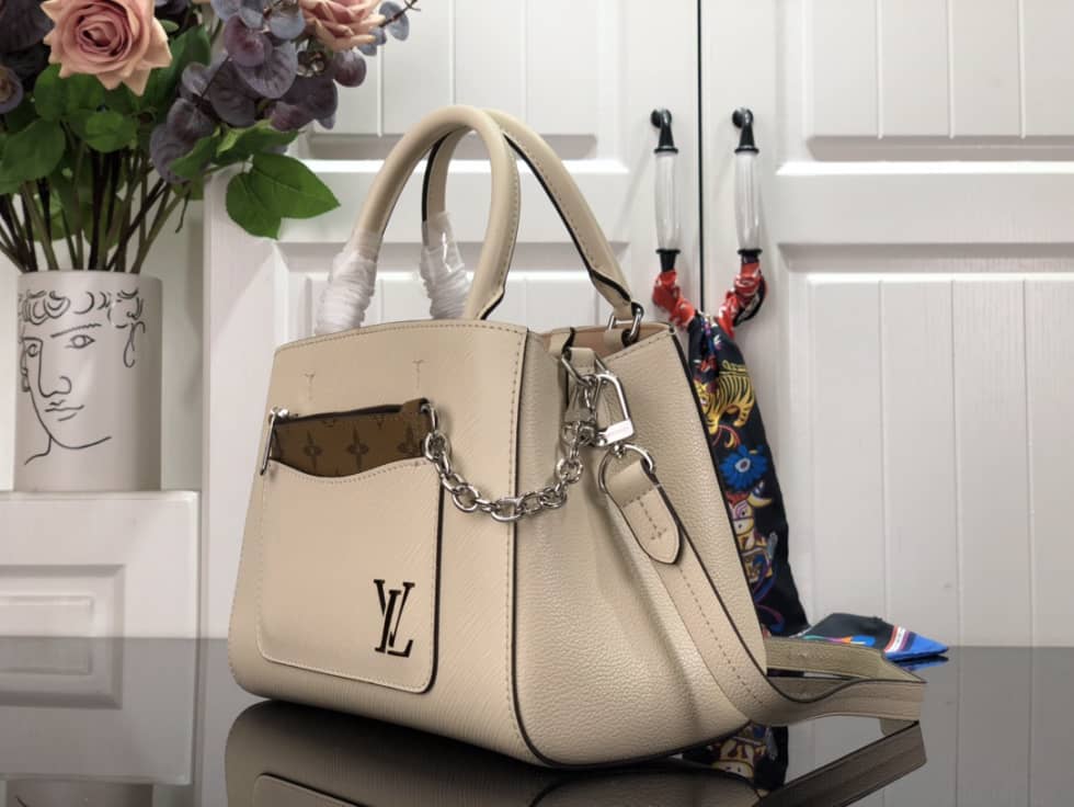 LV Tote Dupe Marelle Tote BB Quartz White M20520 Replica Shoulder Bag