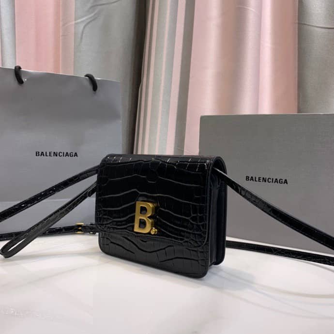 Balenciaga Crocodile Embossed Box Replica Shoulder Bag