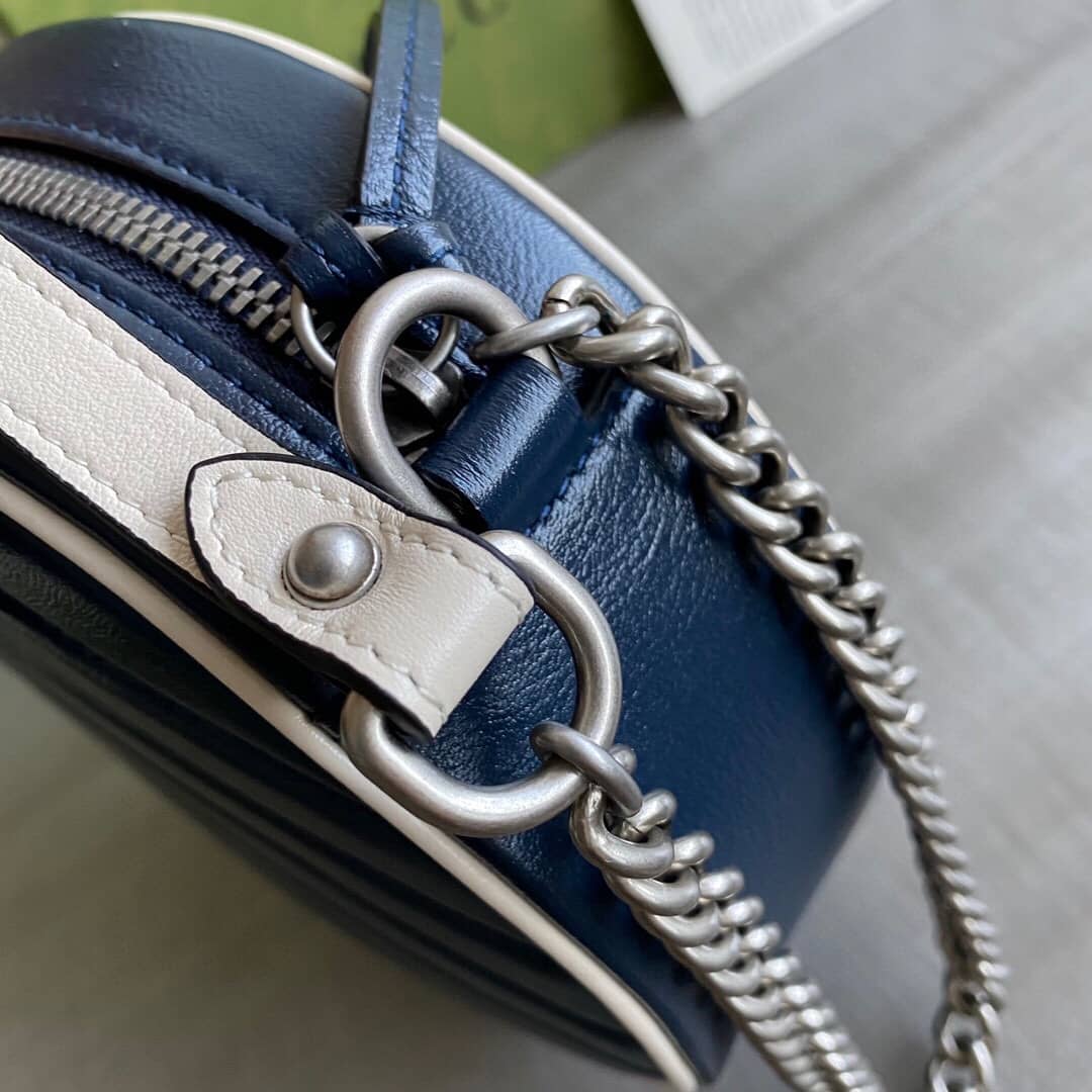 Gucci GG Marmont Round Mini Shoulder Bag Replica Blue 550154