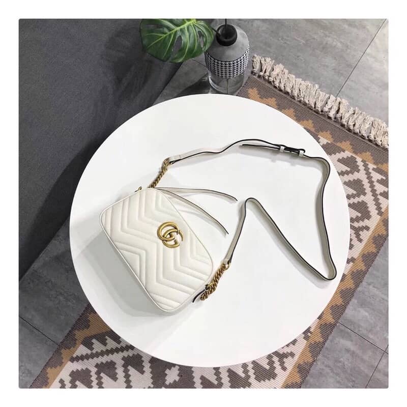 Gucci Handbag Dupes GG Marmont Small Shoulder Handbag Camera Bag Replica White 447632