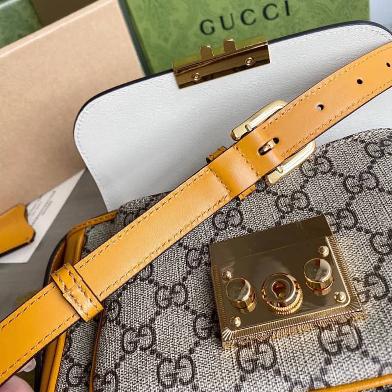 Gucci Padlock Mini GG Supreme Shoulder Bag Replica White 658487