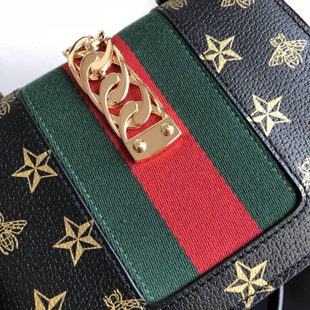 Gucci GG Sylvie Mini Shoulder Bag Replica Black 470270